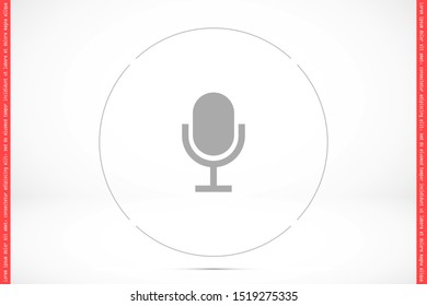 Microphone vector icon. Microphone for recording icon. the Microphone for the Studio icon. Microphone for voice recording. flat design icon.