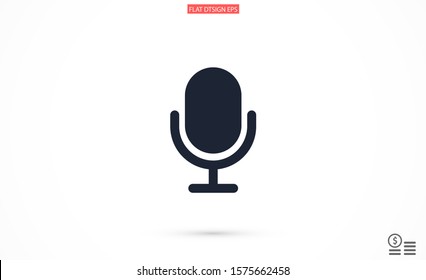 Microphone vector icon. Microphone for recording icon. the Microphone for the Studio icon. Microphone for voice recording. flat design icon.