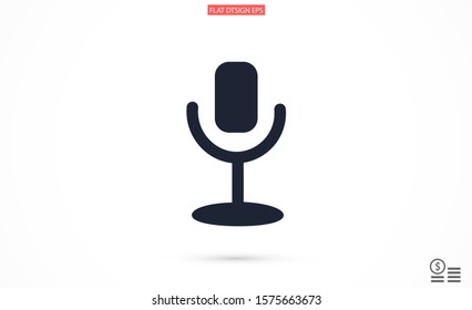 Microphone vector icon. Microphone for recording icon. the Microphone for the Studio icon. Microphone for voice recording. flat design icon.