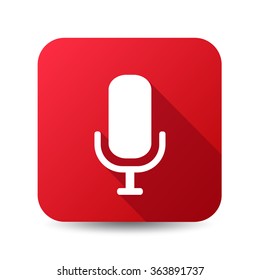 Microphone vector icon, red button,  recording  icon for website