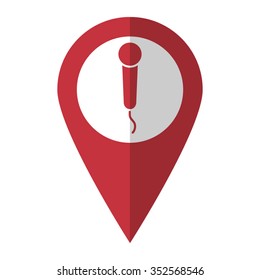Microphone - vector icon; red map  pointer