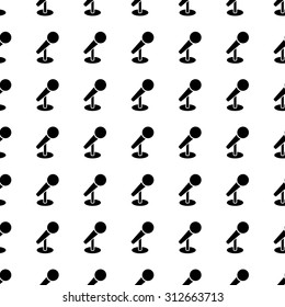 microphone vector icon seamless pattern, tiling ornament on white.