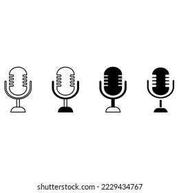 Microphone vector icon set. audio illustration sign collection. broadcast symbol on white background.