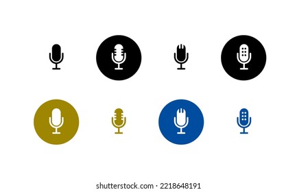 Microphone vector icon set. Microphone icon design collection. Microphone speaker line art icon for apps and websites logo on a white background. Web icons or signs web and mobile icons