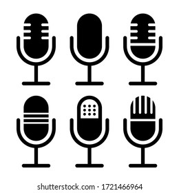 Microphone vector icon set isolated on white background. podcast icon vector. Voice vector icon, Record. Microphone - recording Studio Symbol. Retro microphone icon