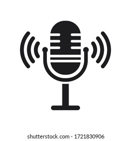 Microphone vector icon set isolated on white background. podcast icon vector. Voice vector icon, Record. Recording Studio Symbol. Retro microphone icon