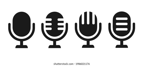 Microphone vector icon set isolated on white background. Retro microphone icon