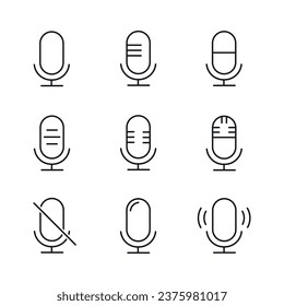 Microphone vector icon set isolated on white background.