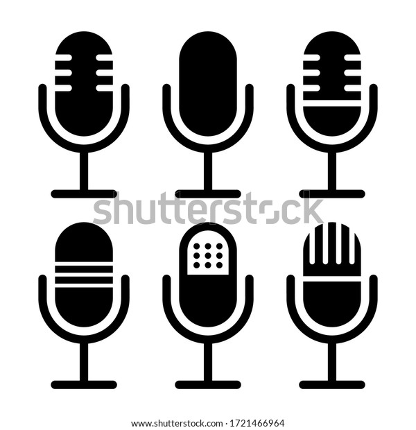 Microphone vector icon set isolated
on white background. podcast icon vector. Voice vector icon,
Record. Microphone - recording Studio Symbol. Retro microphone
icon
