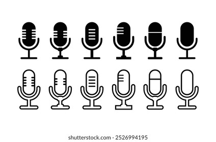 Conjunto de ícones de vetor de microfone. Microfones áudio podcast vetorial ícones. Ilustração vetorial