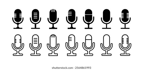 Microphone vector icon set. Microphones audio podcast vector icons. Vector illustration