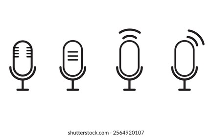 Microphone vector icon set. Microphones audio podcast vector icons. Microphone - Illustration Icons.