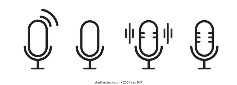 Microphone vector icon set. Microphones audio podcast vector icons. Microphone - Illustration Icons.