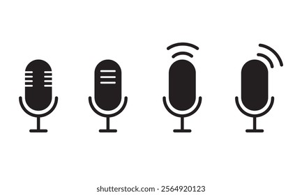 Microphone vector icon set. Microphones audio podcast vector icons. Microphone - Illustration Icons.