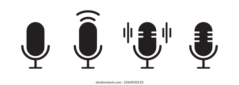 Microphone vector icon set. Microphones audio podcast vector icons. Microphone - Illustration Icons.