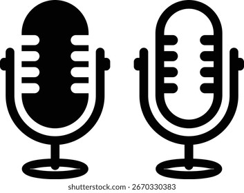 Conjunto de iconos de Vector de micrófono. Micrófonos audio podcast iconos vectoriales. Micrófono - Iconos de ilustración.