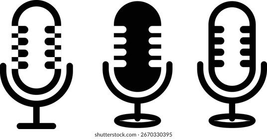 Microphone vector icon set. Microphones audio podcast vector icons. Microphone - Illustration Icons.