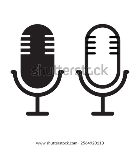 Microphone vector icon set. Microphones audio podcast vector icons. Microphone - Illustration Icons.