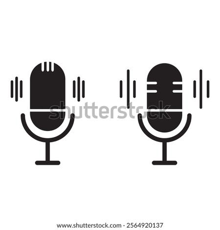 Microphone vector icon set. Microphones audio podcast vector icons. Microphone - Illustration Icons.