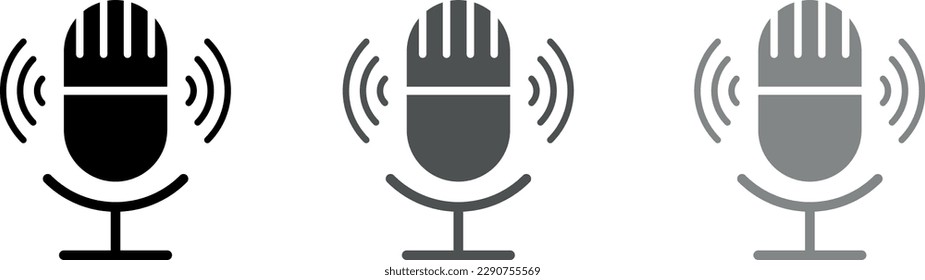 Microphone vector icon set. podcast icon vector. Voice vector icon, Record.Microphone - recording Studio Symbol. Retro microphone icon