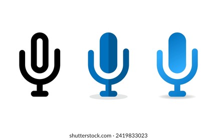 Juego de iconos vectoriales de micrófono. Vector de icono de podcast. Icono de vector de voz, Grabar. Micrófono: grabación de símbolos de estudio en estilo plano y gradiente