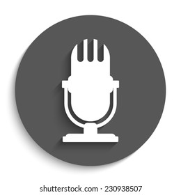 microphone - vector icon with shadow on a round grey button