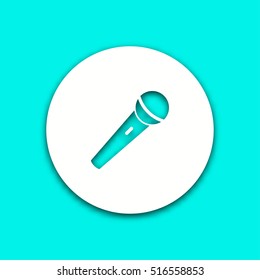 Microphone vector icon with shadow. Round button for website or app.