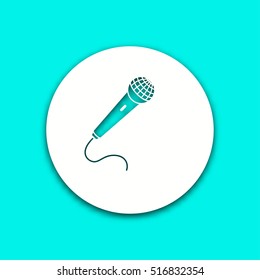 Microphone vector icon with shadow. Round button for website and mobile app illustration. Background easily be changed to any color.