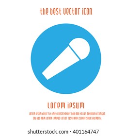 Microphone vector icon. Simple isolated round radio sign symbol.