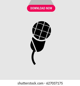Microphone Vector Icon, The symbol of microphone with cord. Simple, modern flat vector illustration for mobile app, website or desktop app 