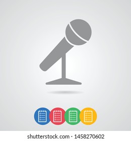 A microphone vector icon. The symbol of the microphone. Karaoke microphone icon. Broadcast mic sign. The sign of the microphone.