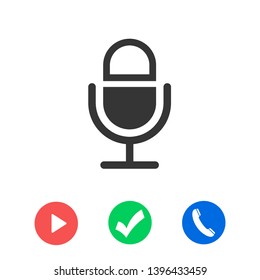 Microphone vector icon, Web design icon. Voice vector icon, Record. Microphone - recording Studio Symbol. Retro microphone icon