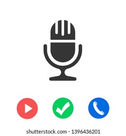 Microphone vector icon, Web design icon. Voice vector icon, Record. Microphone - recording Studio Symbol. Retro microphone icon