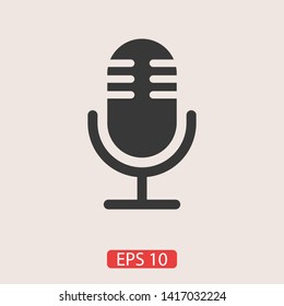 Microphone vector icon, Web design icon. Voice vector icon, Record. Microphone - recording Studio Symbol. Retro microphone icon