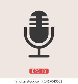 Microphone vector icon, Web design icon. Voice vector icon, Record. Microphone - recording Studio Symbol. Retro microphone icon