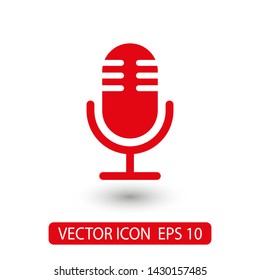 Microphone vector icon, Web design icon. Voice vector icon, Record. Microphone - recording Studio Symbol. Retro microphone icon