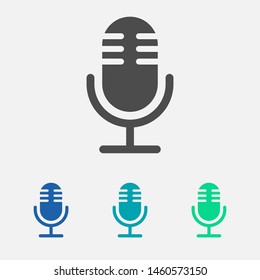 Microphone vector icon, Web design icon. Voice vector icon, Record. Microphone - recording Studio Symbol. Retro microphone icon