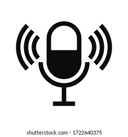 Microphone Vector Icon, Web Design Icon. Voice Vector Icon, Record. Microphone, Recording Studio Symbol.vector Illustration On Blak Background. Eps 10