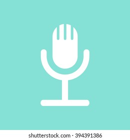 Microphone    vector icon. White  illustration isolated on green  background for graphic and web design.