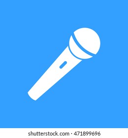 Microphone vector icon. White illustration isolated for graphic and web design.
