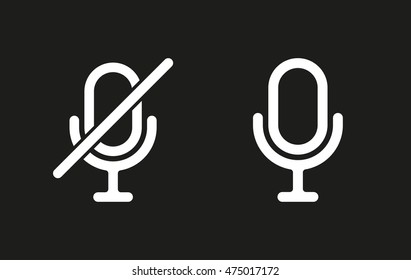 Microphone vector icon. White illustration isolated on black background for graphic and web design.