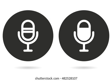 Microphone vector icon. White illustration isolated on black background for graphic and web design.