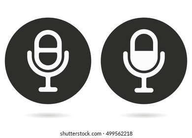 Microphone vector icon. White illustration isolated on black background for graphic and web design.