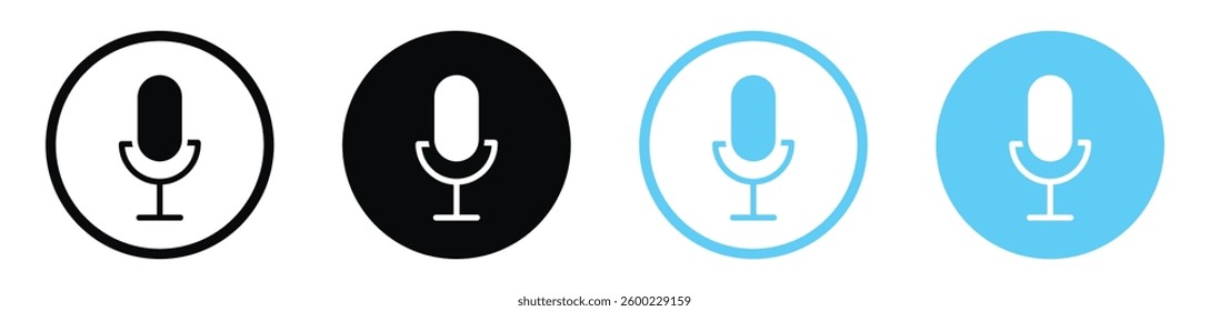 Microphone vector icons in black and blue colors