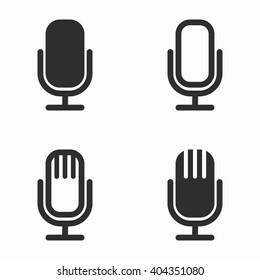 Microphone    vector icons set. Black  illustration isolated on white  background for graphic and web design.