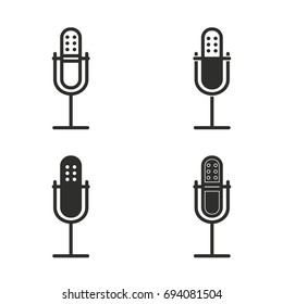 Microphone vector icons set. Black Illustration isolated for graphic and web design.