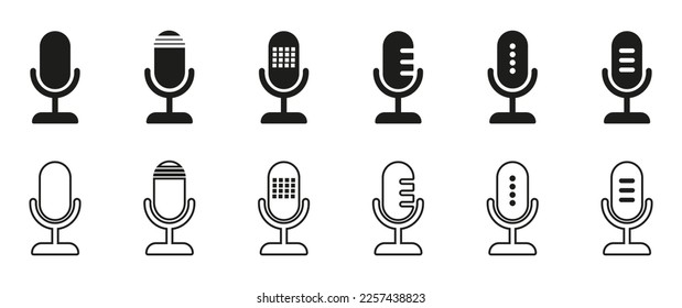 Microphone vector icons set.   Vector illustrarion EPS 10