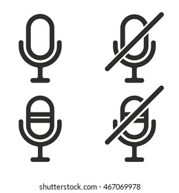 Microphone vector icons set. Illustration isolated on white background for graphic and web design.