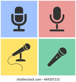 Microphone vector icons set. Illustration isolated for graphic and web design.