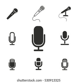 Microphone vector icons set. Illustration isolated for graphic and web design.